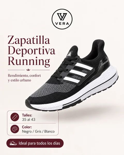 Zapatilla Deportiva Adidas Negra con Suela Blanca